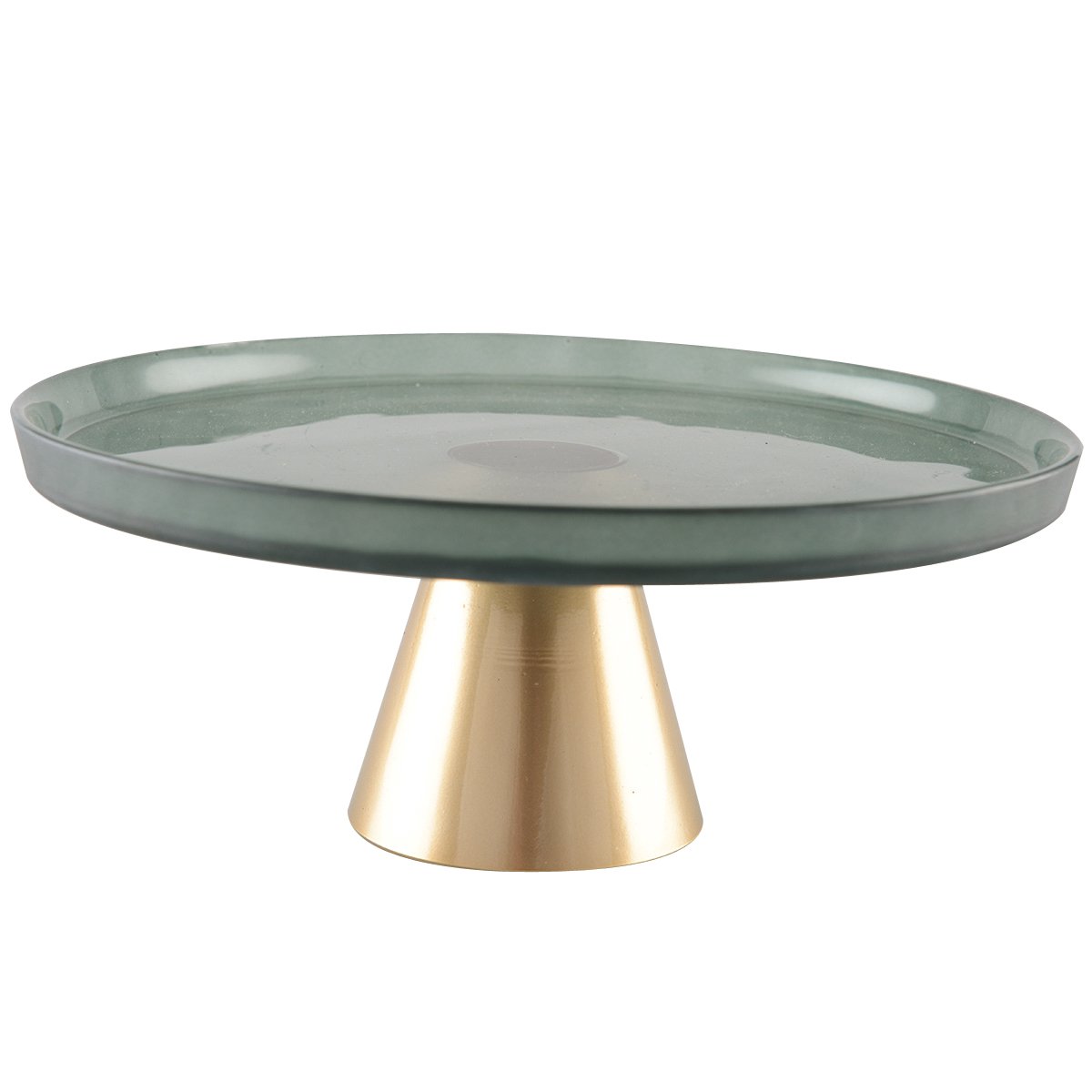 PLATEAU VERT SUR PIED DORE 28CM