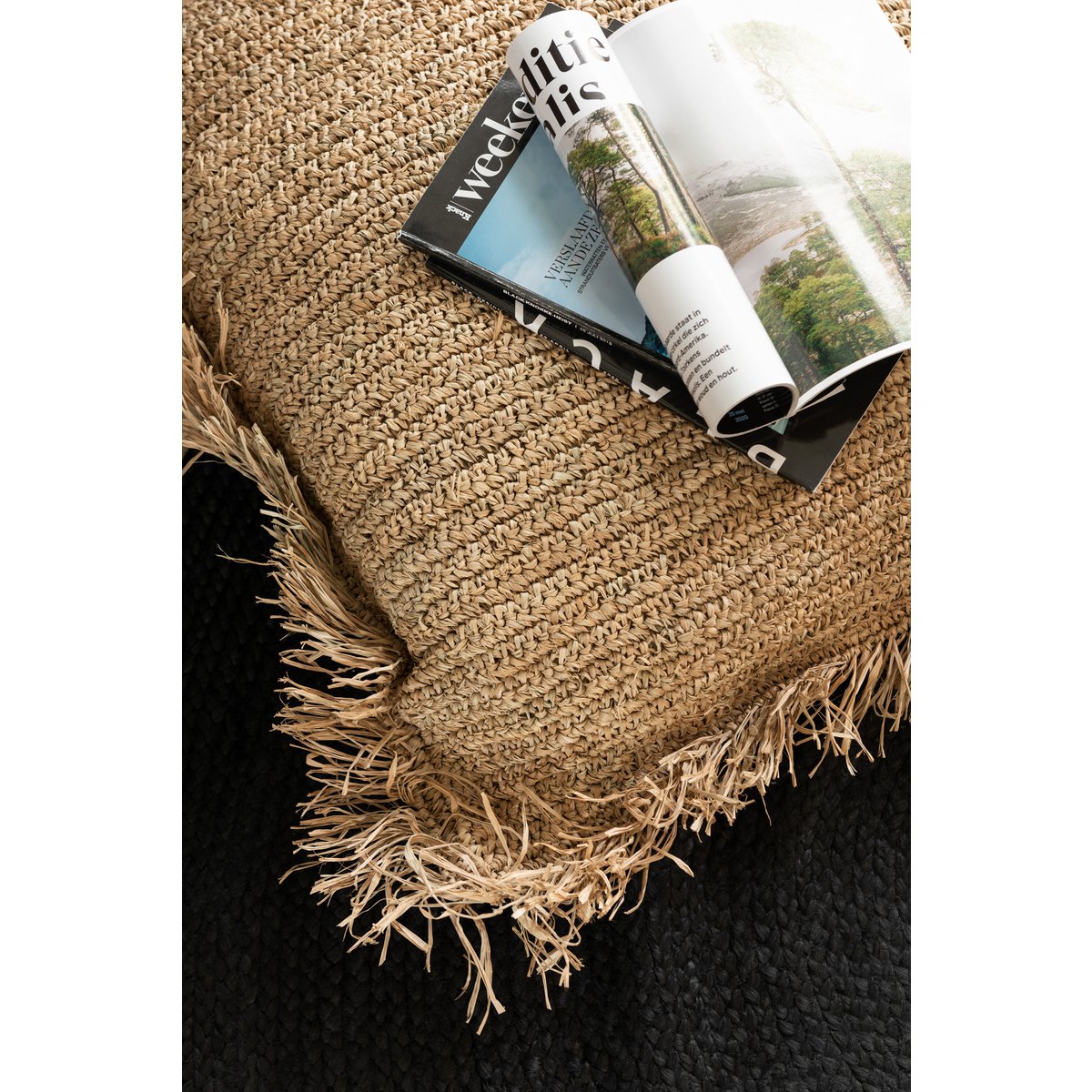 Coussin J-Line Square Raphia - jute - naturel - petit