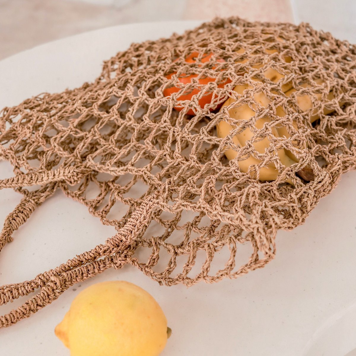 Sac à cordes en raphia | Sac d'épicerie réutilisable tissé à la main CANANG