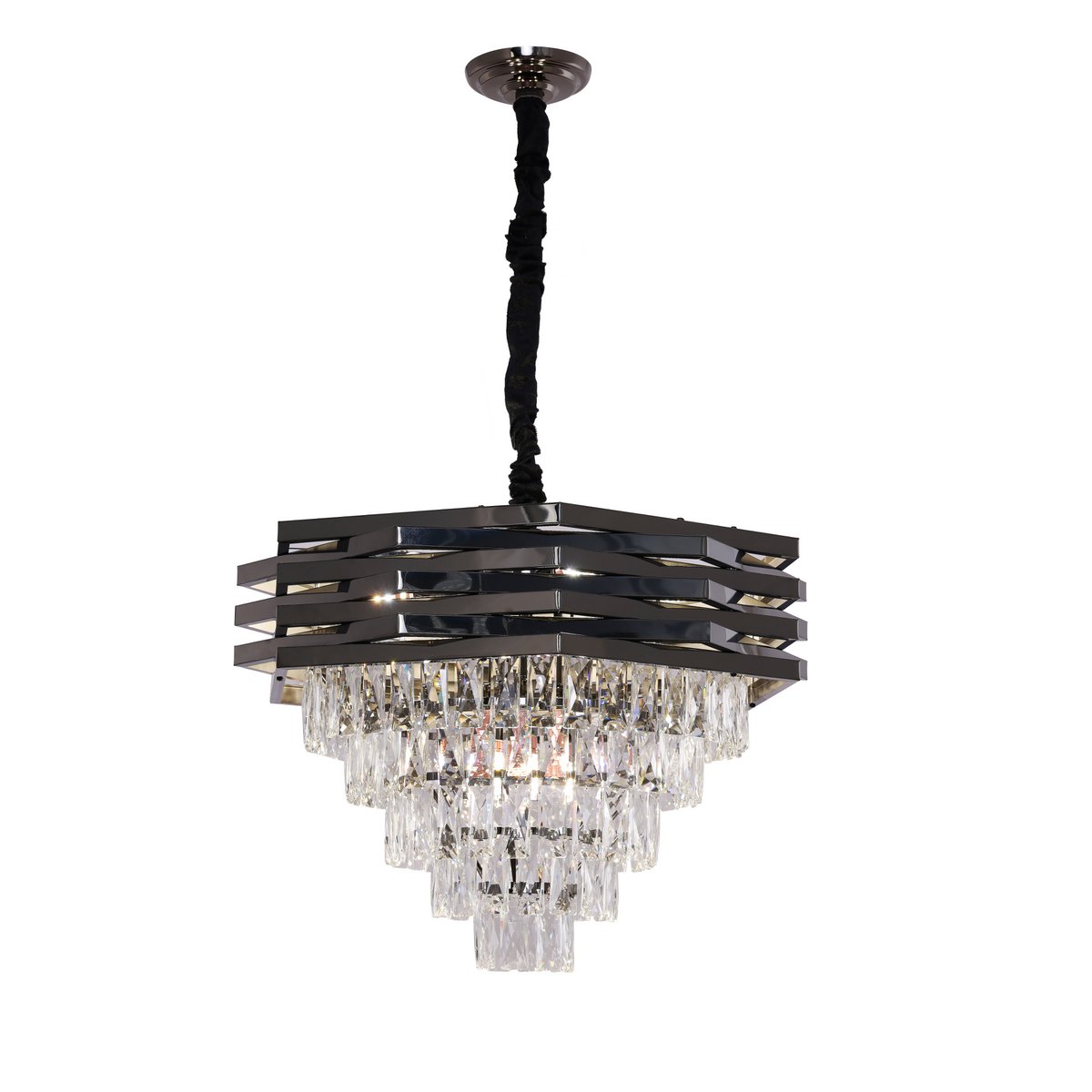 Lampe suspendue noire en cristal | 60 cm