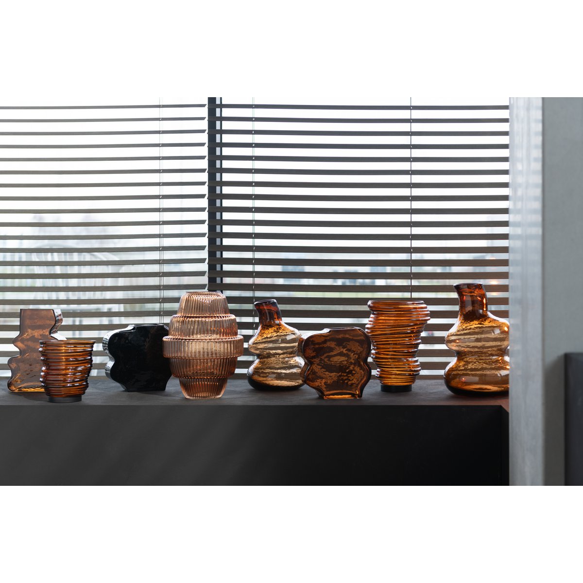 J-Line Vase Tornado Verre Marron Grand