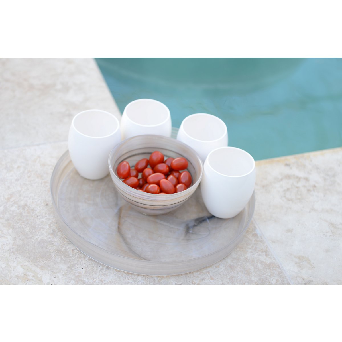 PLATEAU ROND EN VERRE SAHARA 33X33X3.5CM