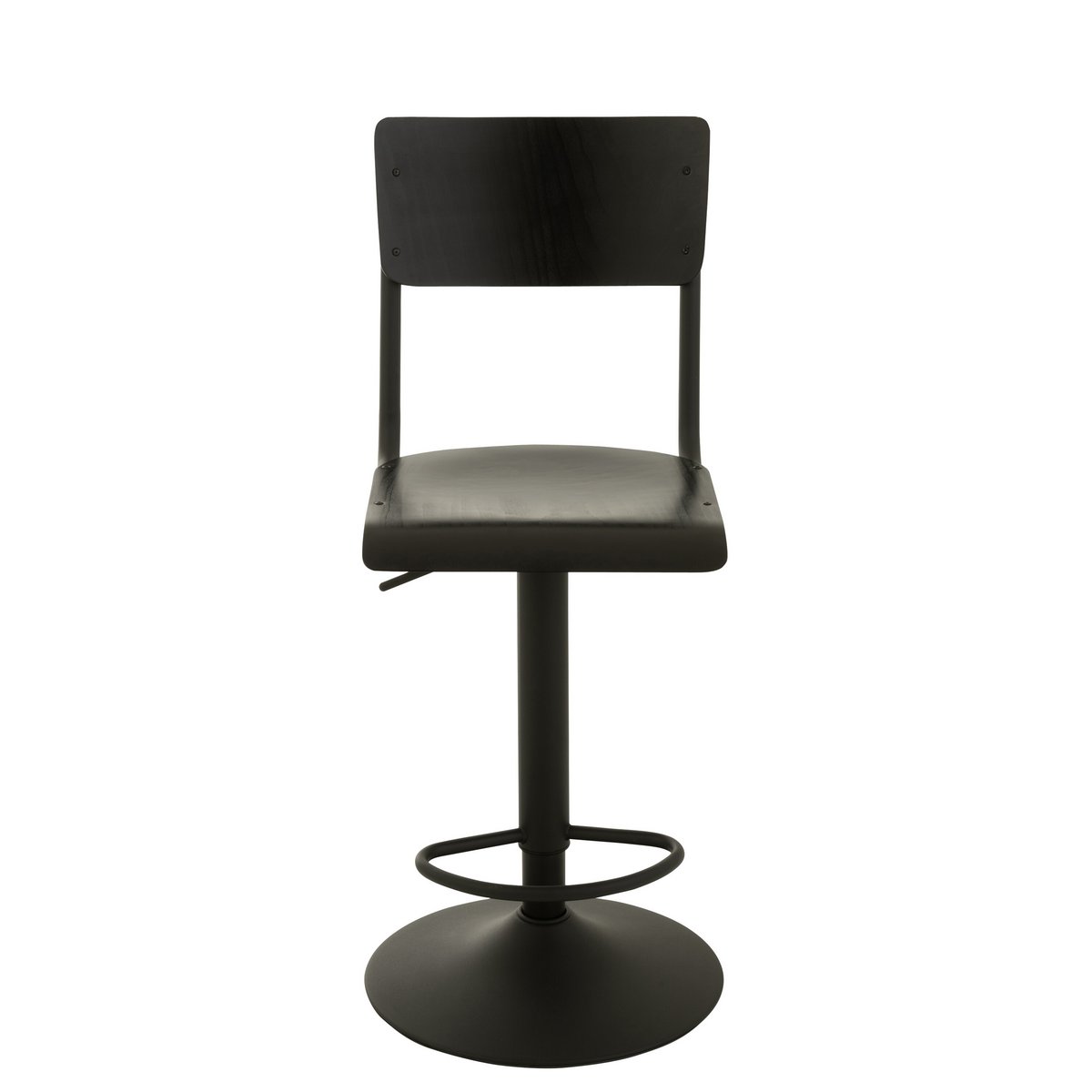 Chaise de bar J-Line - bois/métal - noir