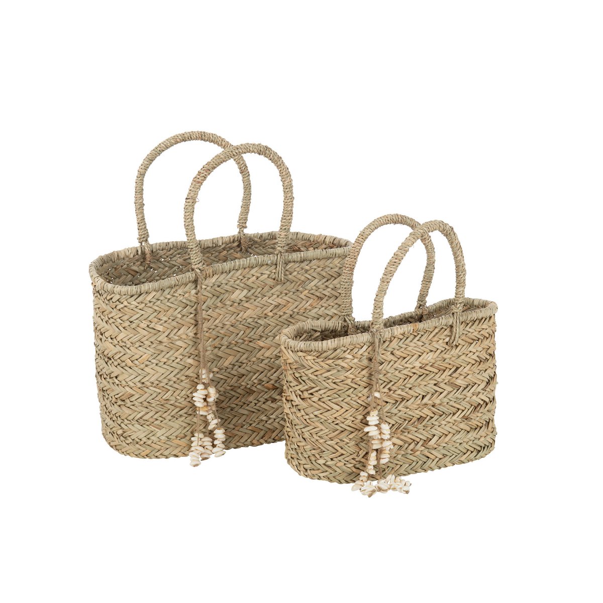 J-Line Sac de Plage Coquillages Jute Naturel Grand