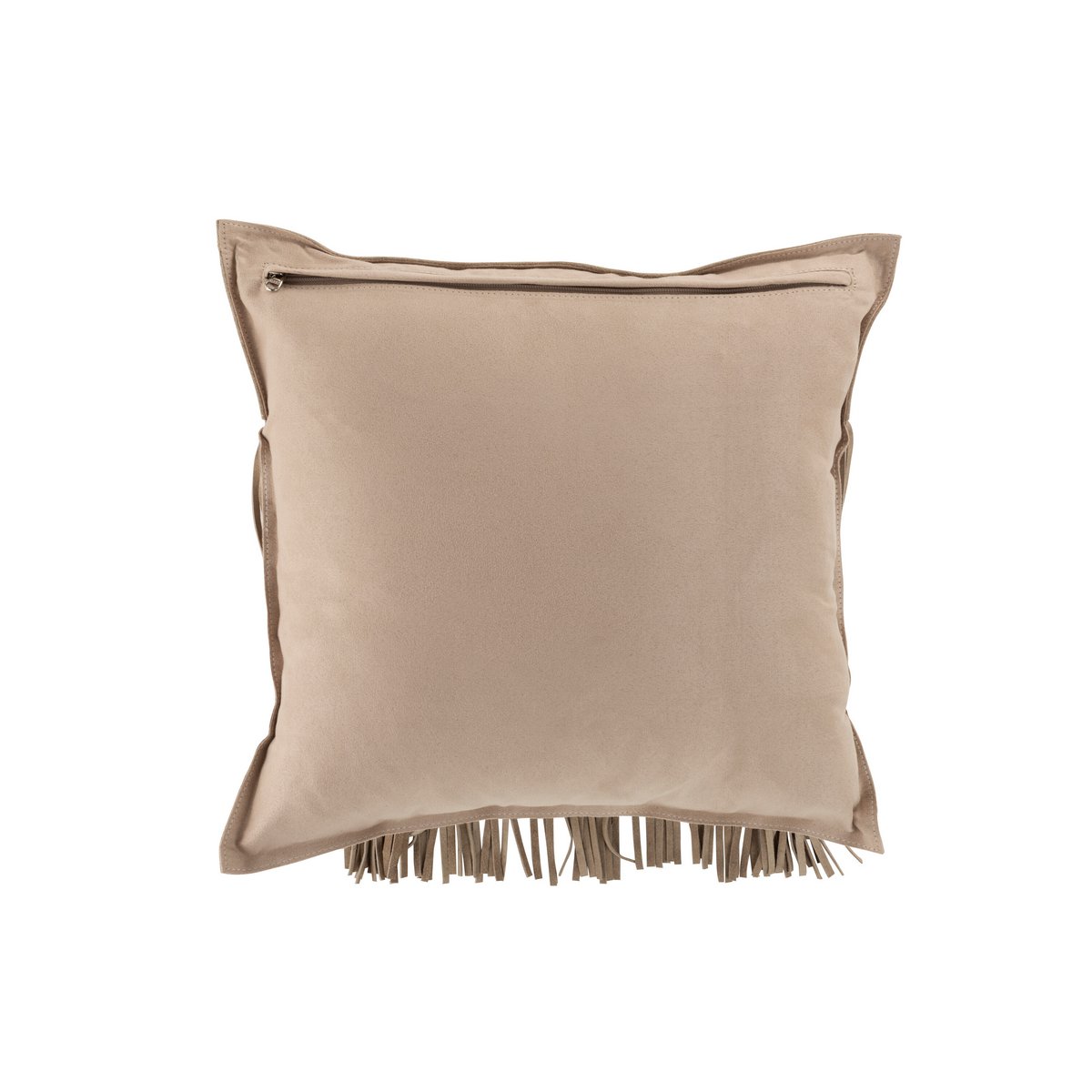 J-Line coussin Franges Carré - cuir - gris clair