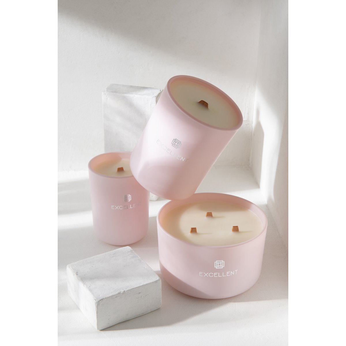 Bougie parfumée J-Line Excellent - verre - rose - grande - 40U