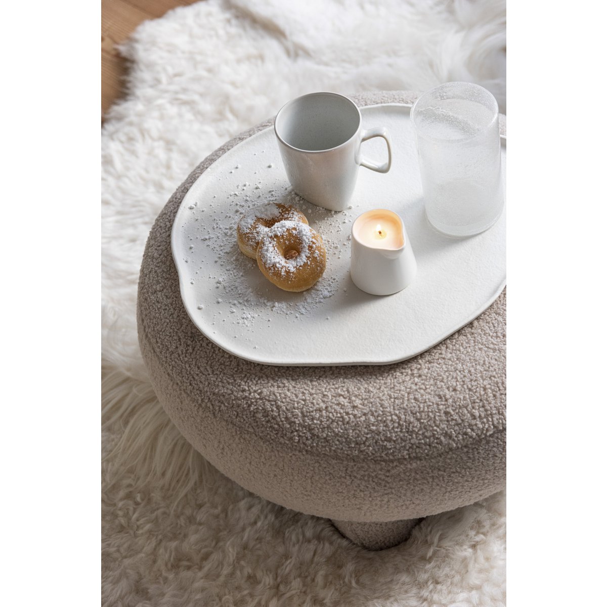 J-Line Plateau rond - plateau - métal - blanc - M