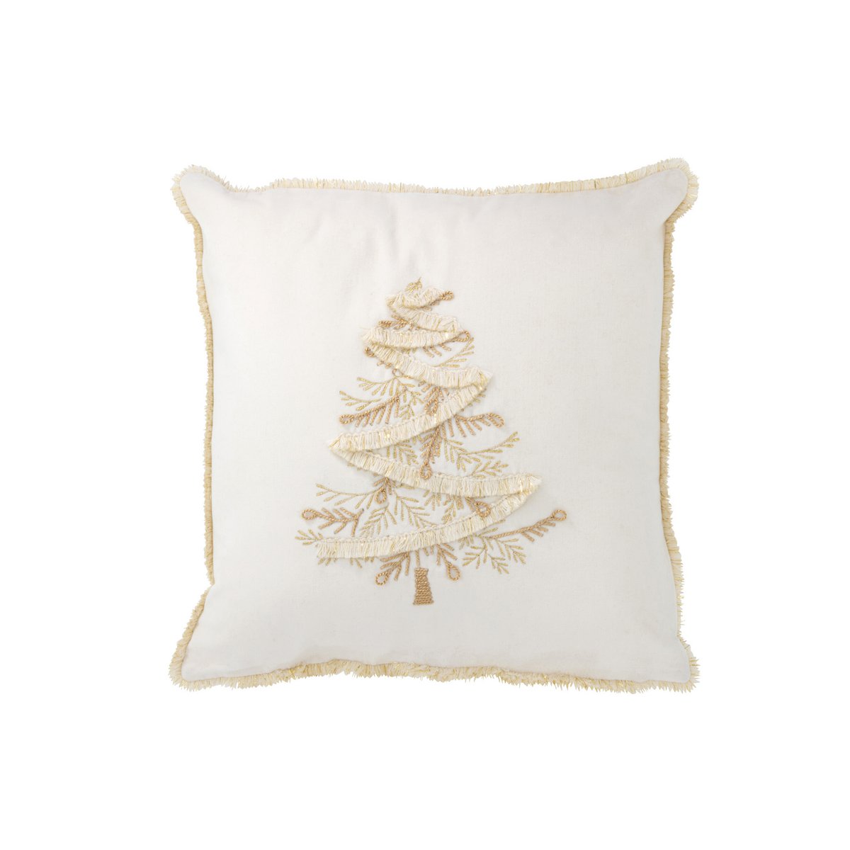 J-Line Coussin Arbre Textile Blanc/Or