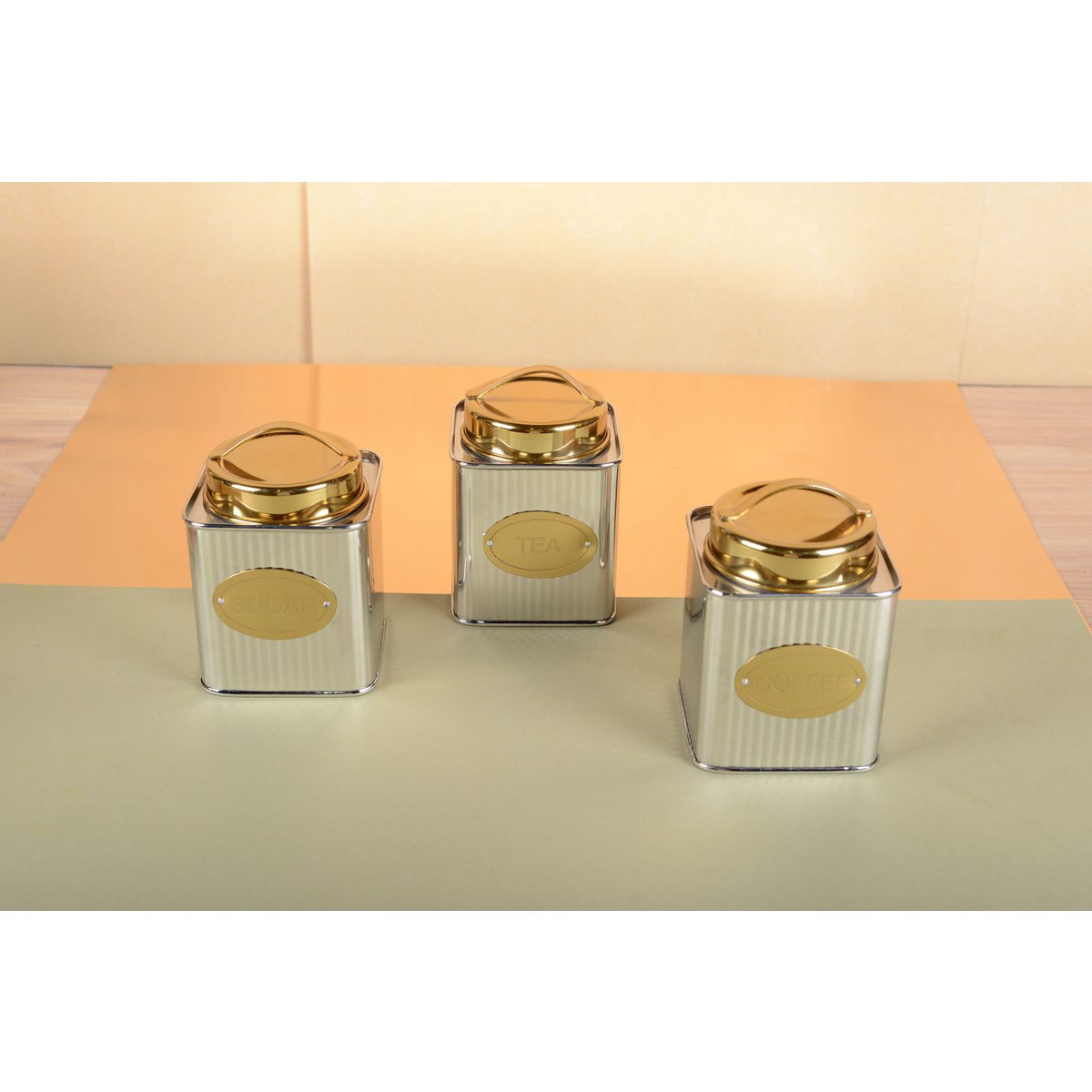 BOITE A SUCRE ARGENTEE ET DOREE 10X10X10CM