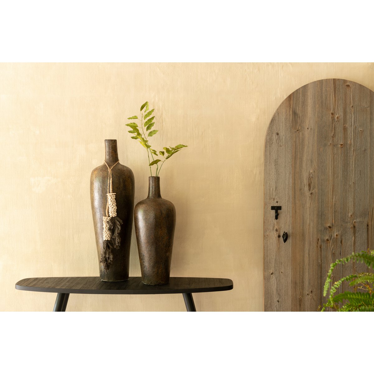 Console J-Line Ovale - bois - noir
