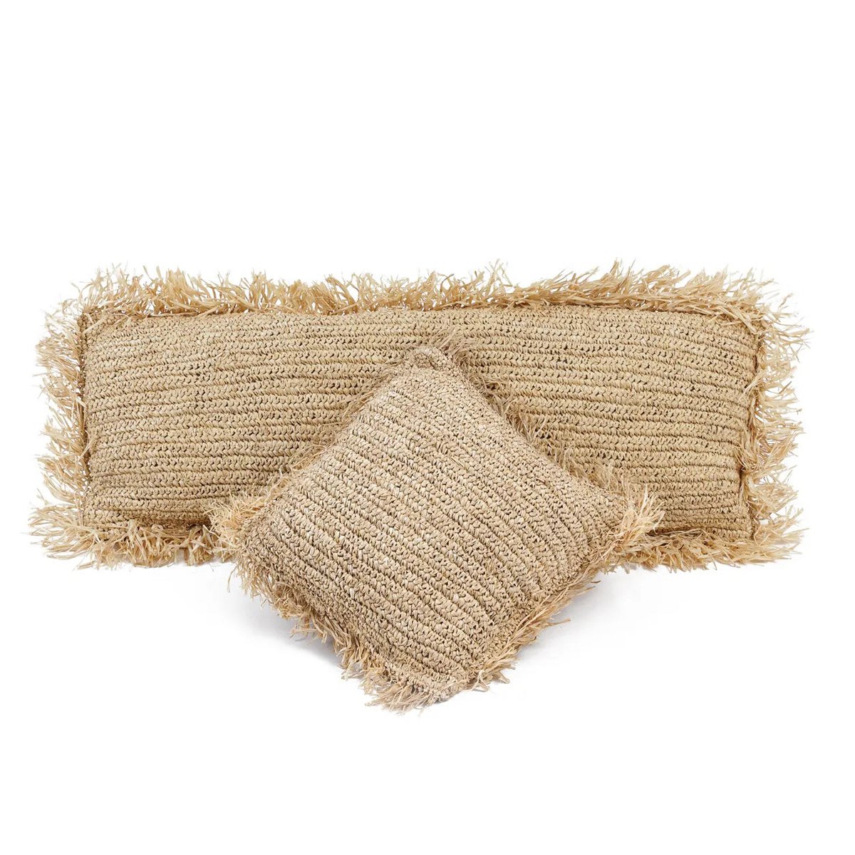 La Housse de Coussin Raphia Rectangulaire - Naturel - 35x100