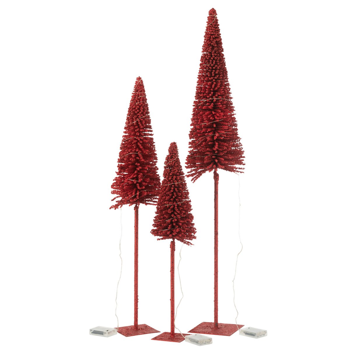 Sapin de Noël J-Line - plastique - rouge - lumières LED - grand